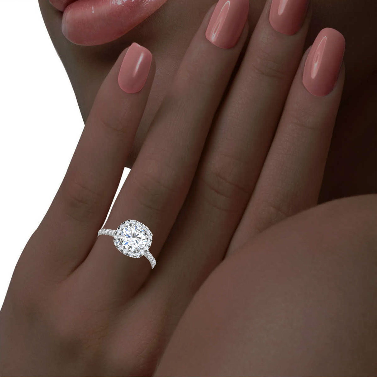 14K White Gold Serra Halo Lab Grown Diamond Ring (1/3 ct. tw)
